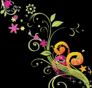 Colorful Floral Vector Design PNG