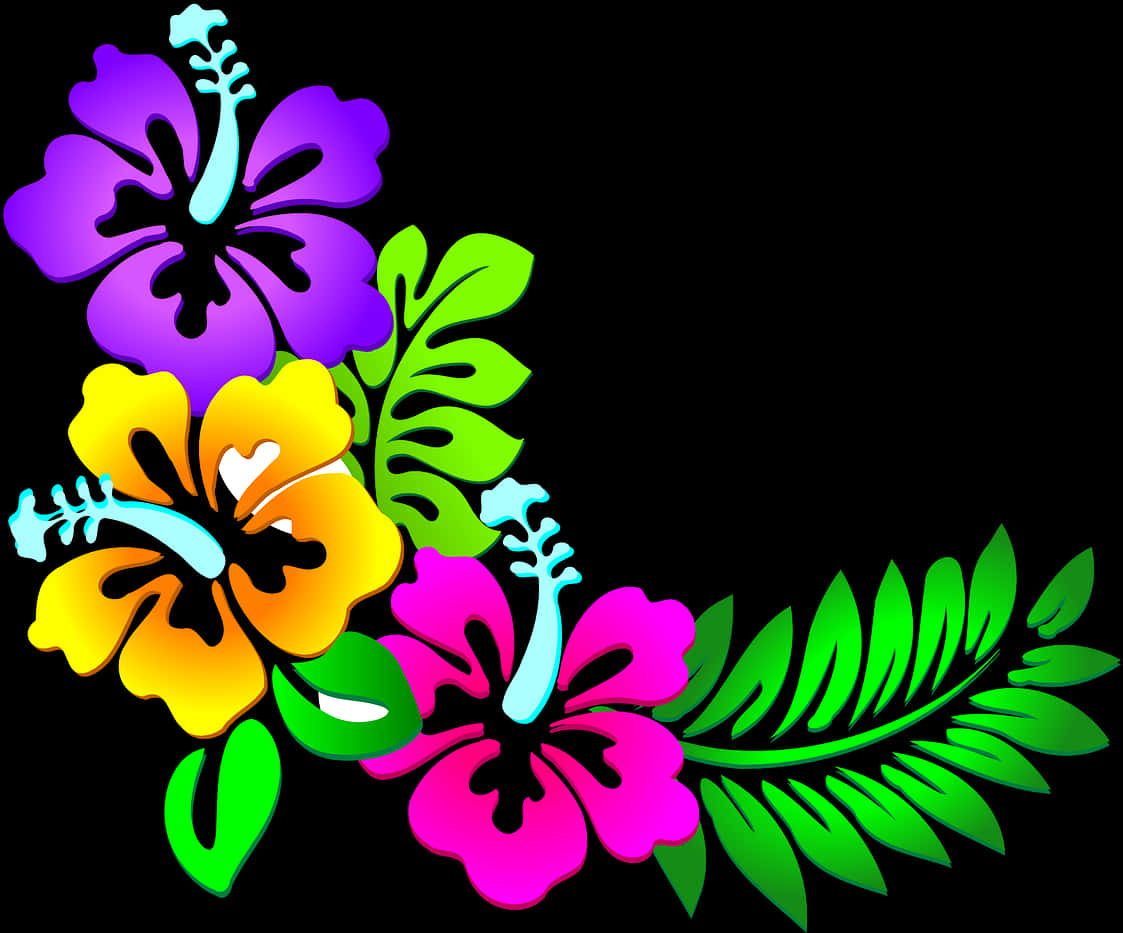 Colorful Floral Vector Design PNG