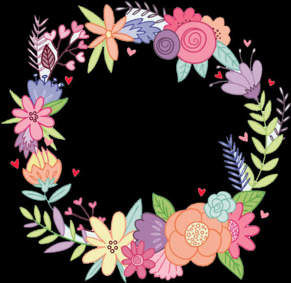 Colorful Floral Wreath Graphic PNG
