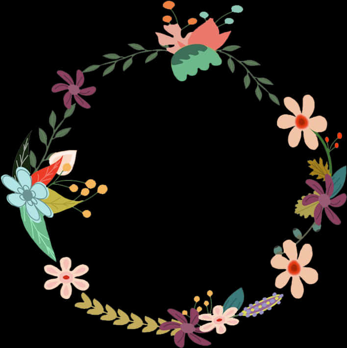 Colorful_ Floral_ Wreath_ Graphic PNG