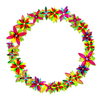 Colorful_ Floral_ Wreath_ Vector_ Graphic PNG