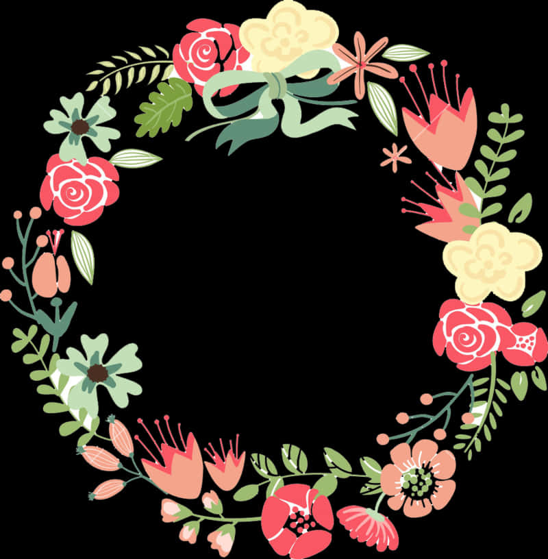 Colorful_ Floral_ Wreath_ Vector PNG