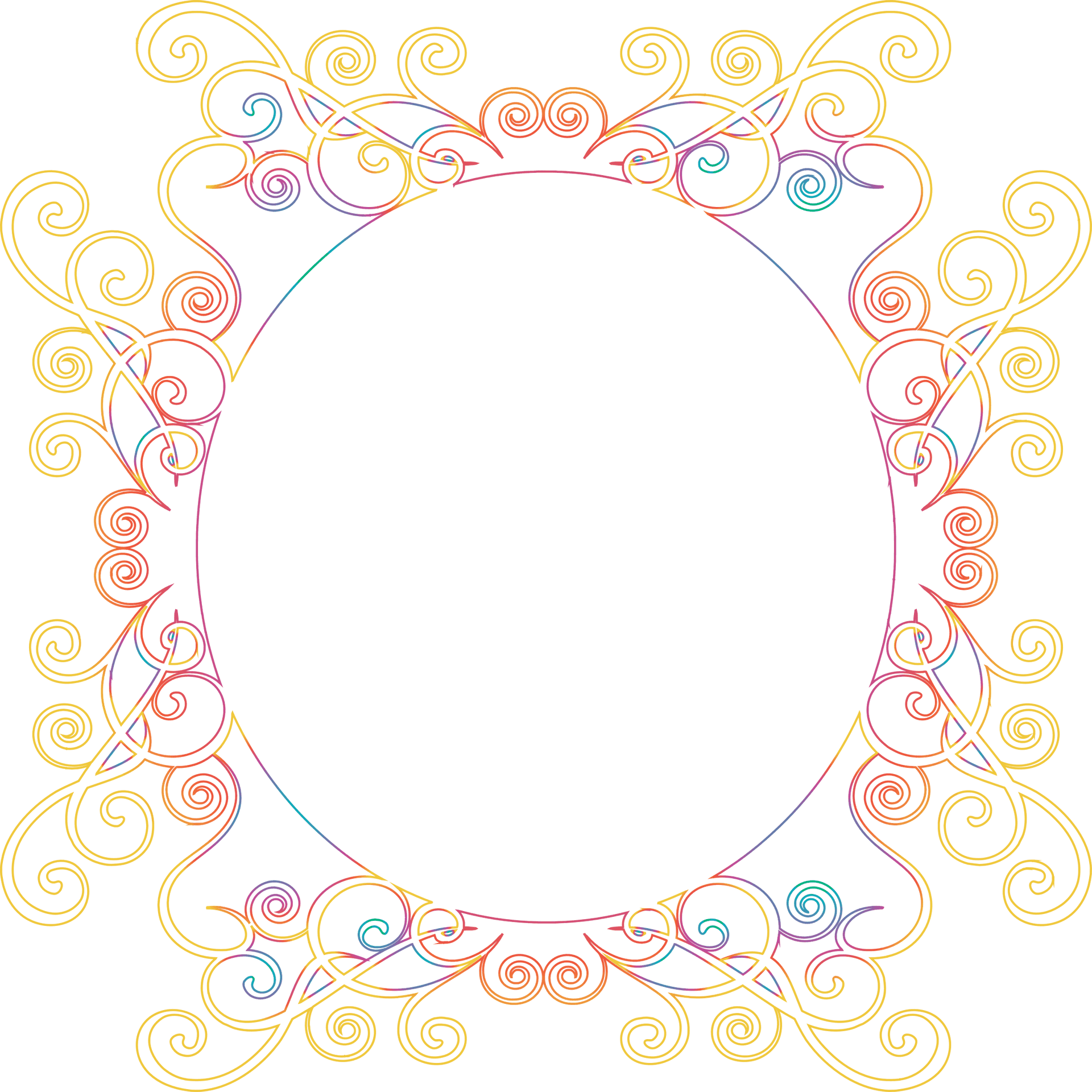 Colorful Flourish Frame Design PNG