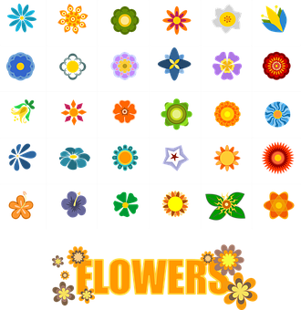 Colorful Flower Icons Collection PNG