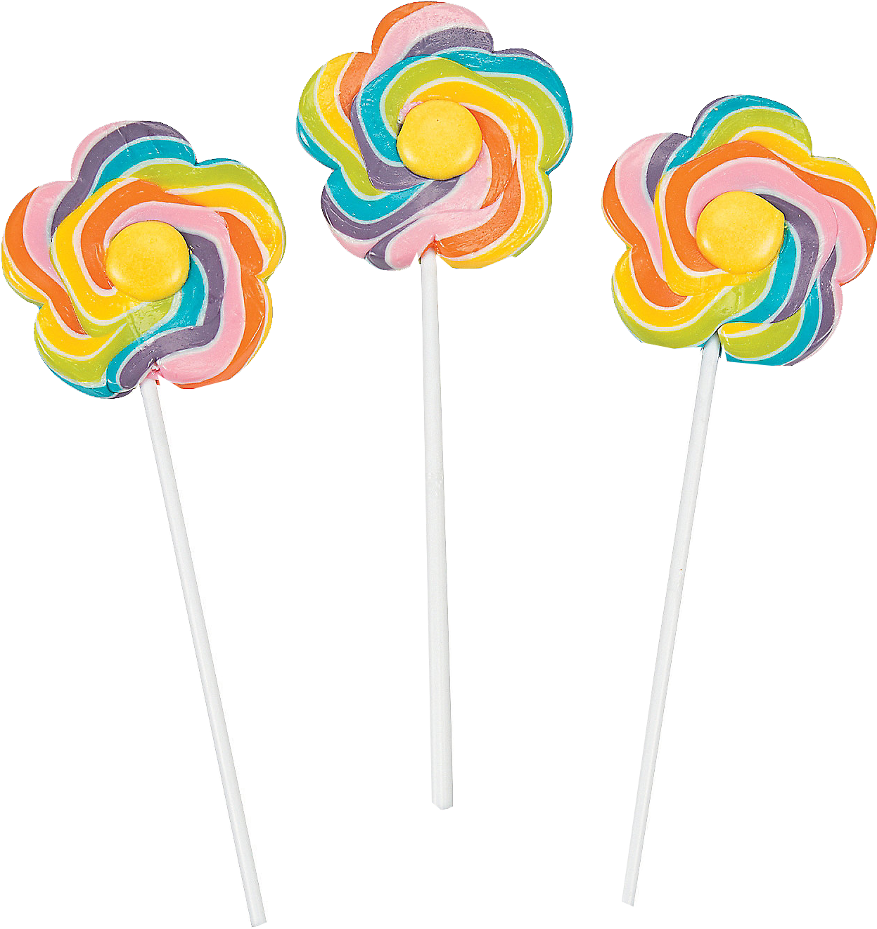Colorful Flower Lollipops PNG