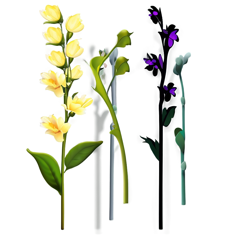 Colorful Flower Stem Png 06132024 PNG