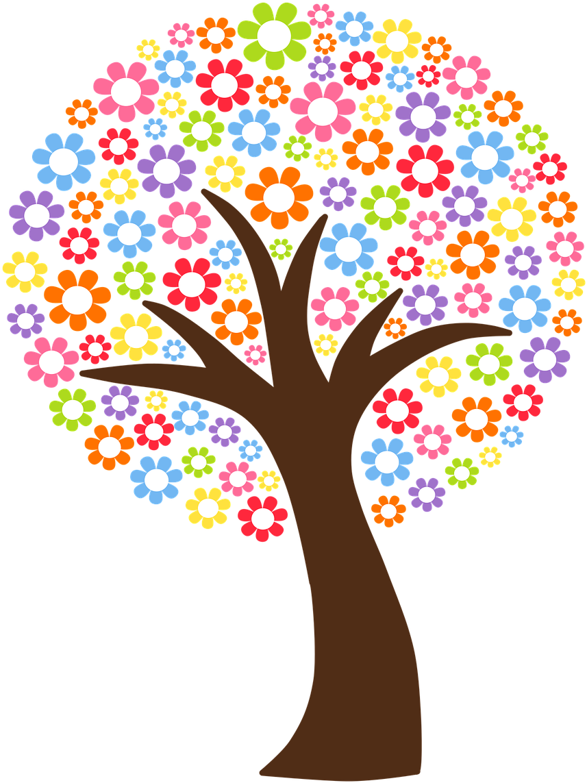 Colorful Flower Tree Illustration PNG