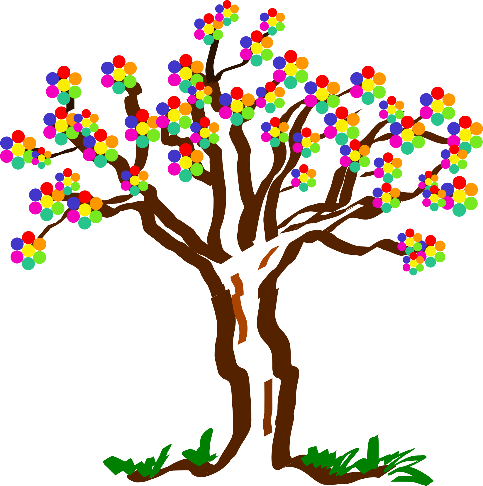 Colorful Flower Tree Illustration PNG