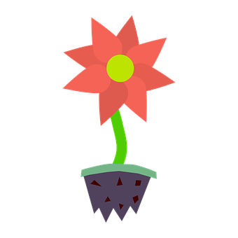 Colorful Flowerin Pot Vector Illustration PNG
