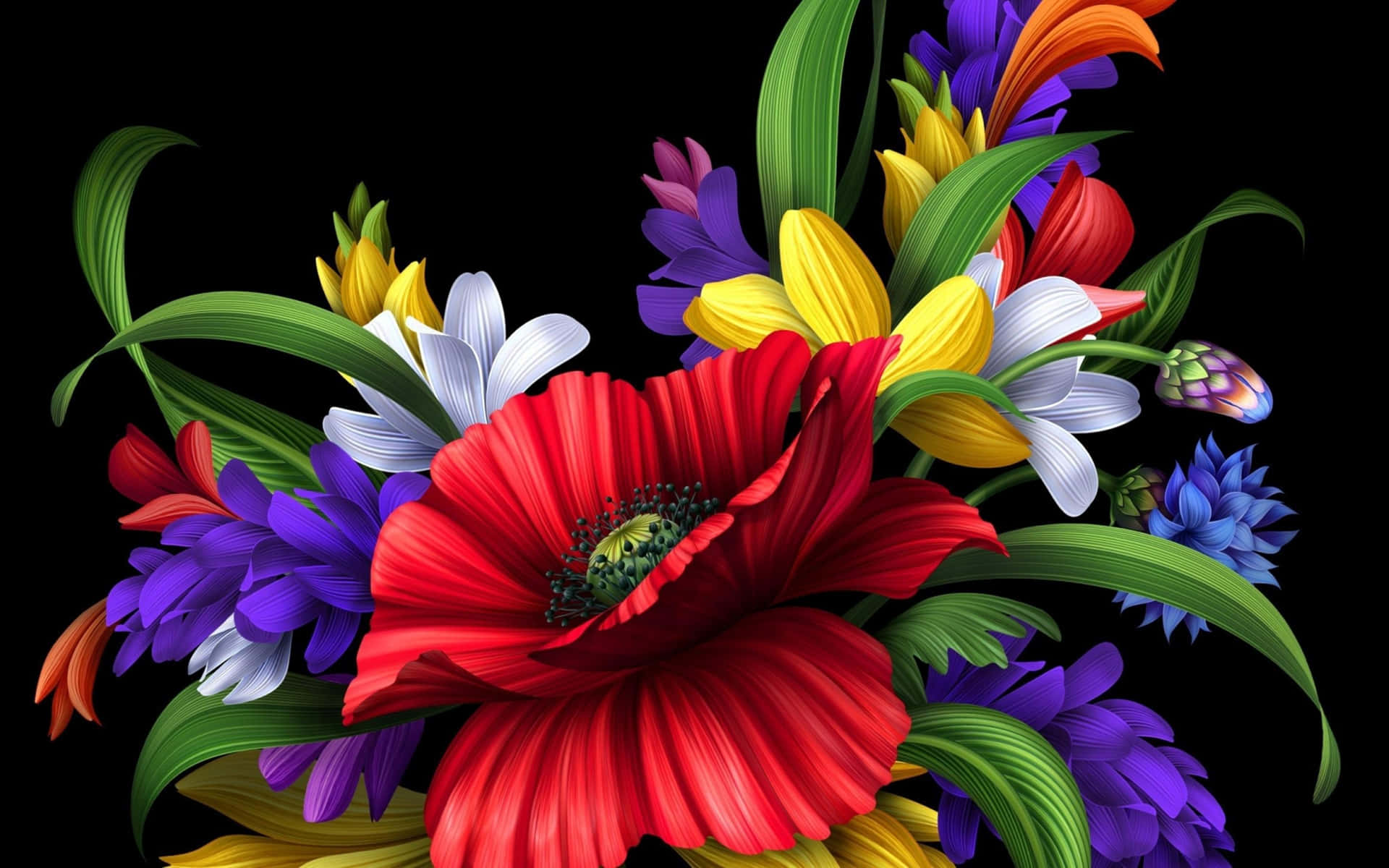 Stunning Colorful Flowers in Full Bloom Wallpaper