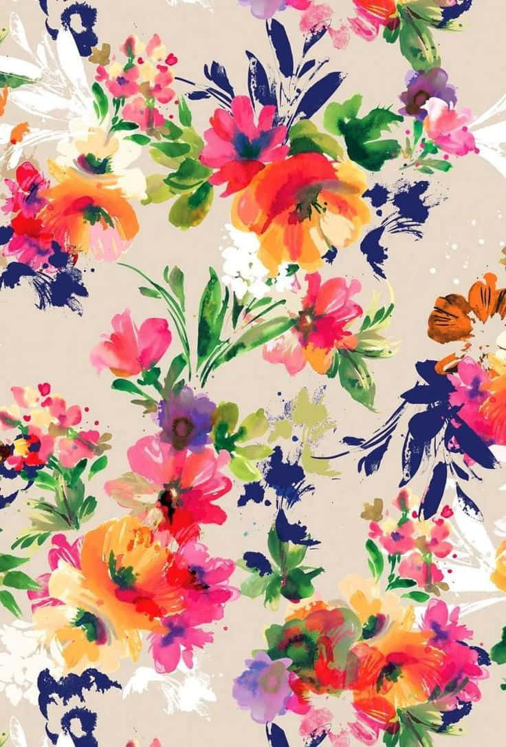 Farverige Blomster Kunst Iphone Baggrund Wallpaper