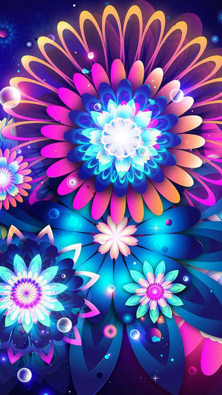 Florescoloridas Para El Fondo De Pantalla Del Iphone Con Iluminación. Fondo de pantalla