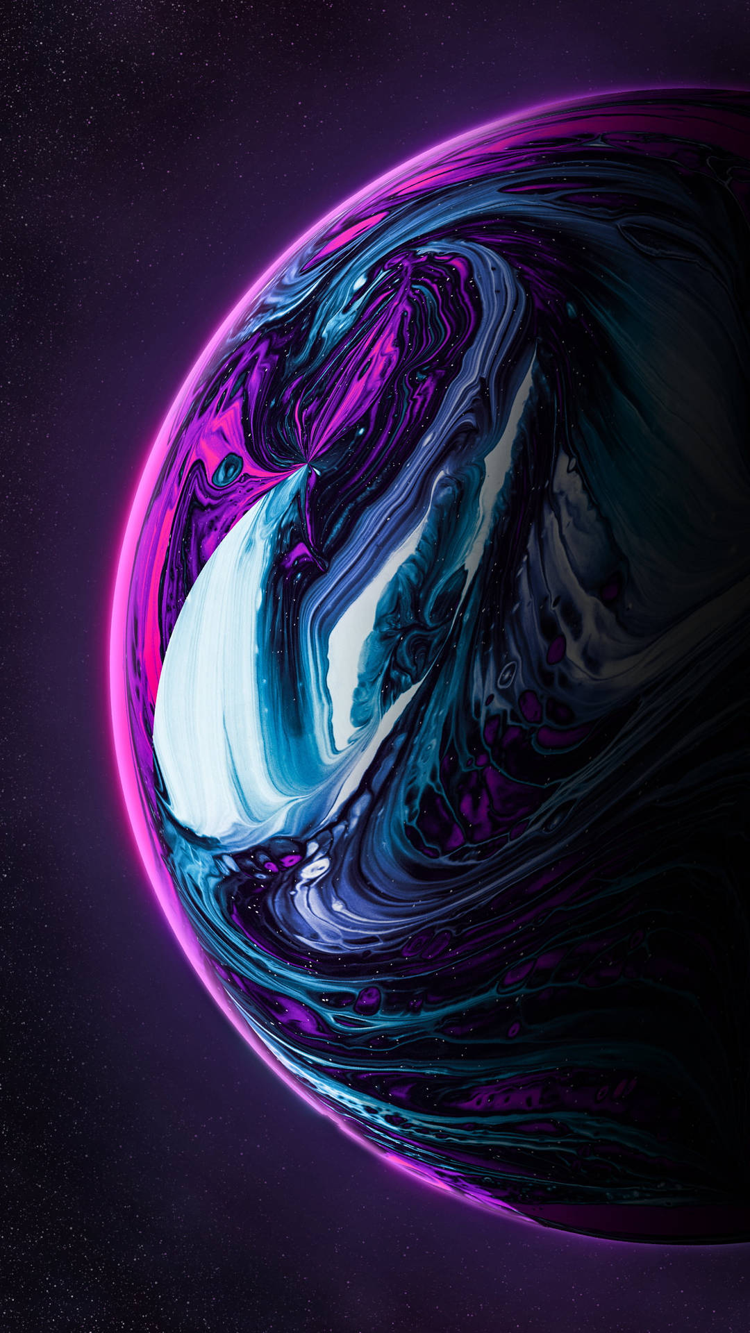 Färggladflytande Planet Mörklila Iphone Wallpaper