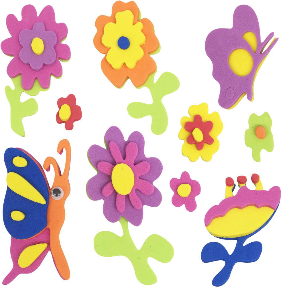 Colorful Foam Craft Flowers Butterfly PNG