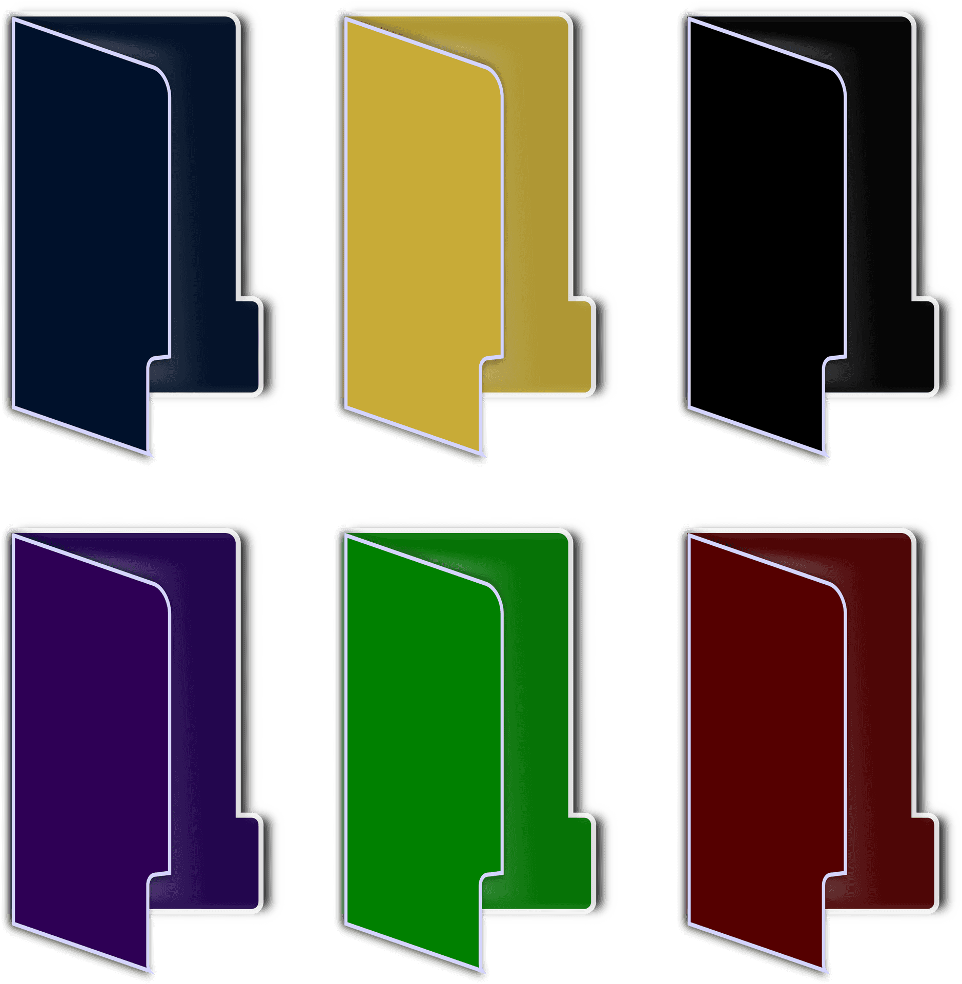 Colorful Folder Icons Set PNG