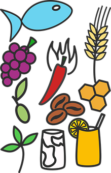 Colorful Foodand Drink Icons PNG
