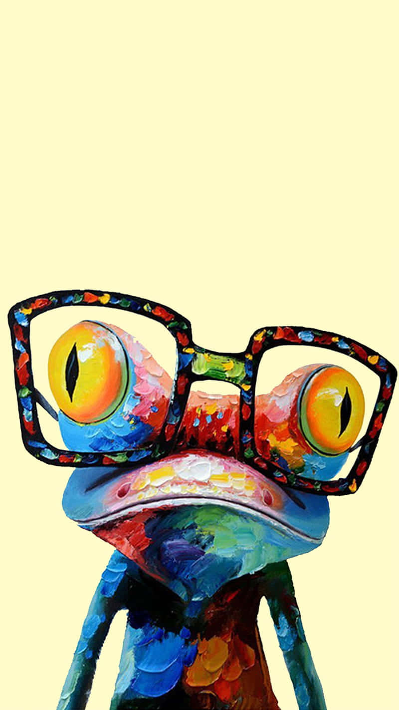 Colorful Frog With Glasses Artwork Wallpaper