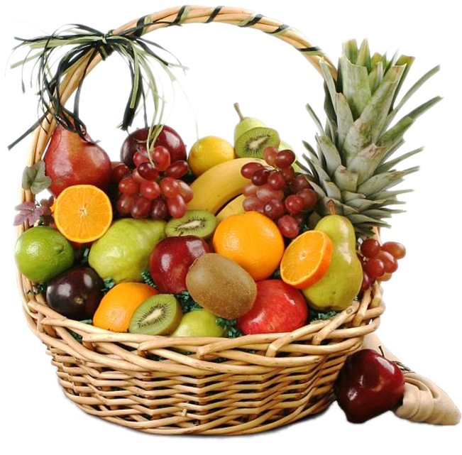 Colorful Fruit Basket Assortment PNG