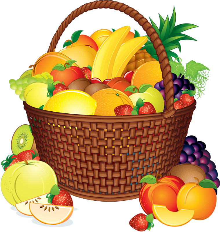 Colorful Fruit Basket Illustration PNG