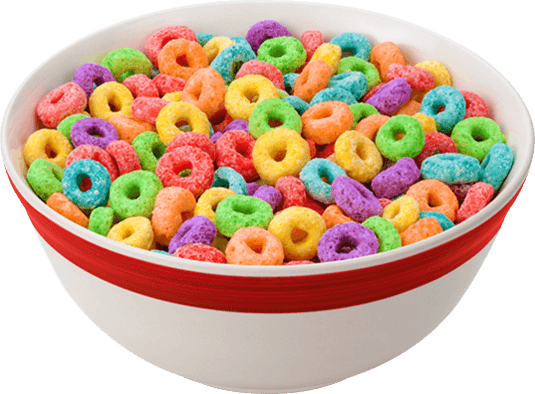 Colorful Fruit Flavored Cerealin Bowl PNG