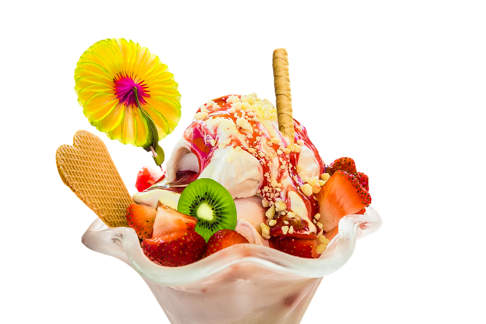 Colorful Fruit Ice Cream Dessert PNG