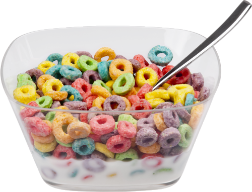 Colorful Fruit Loop Cereal Bowl PNG