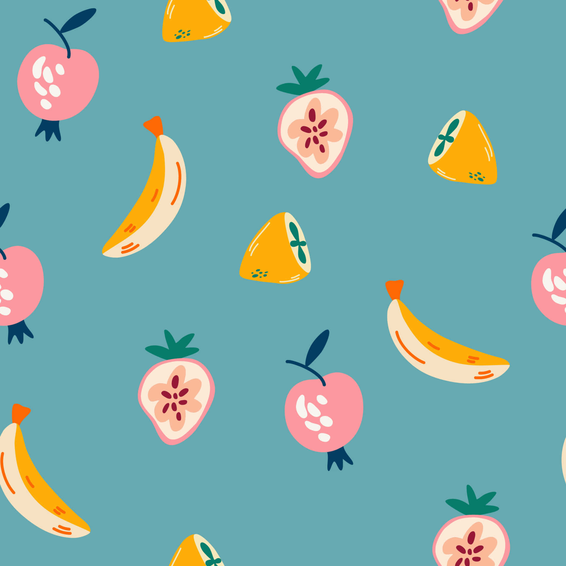 Colorful Fruit Pattern Background Wallpaper