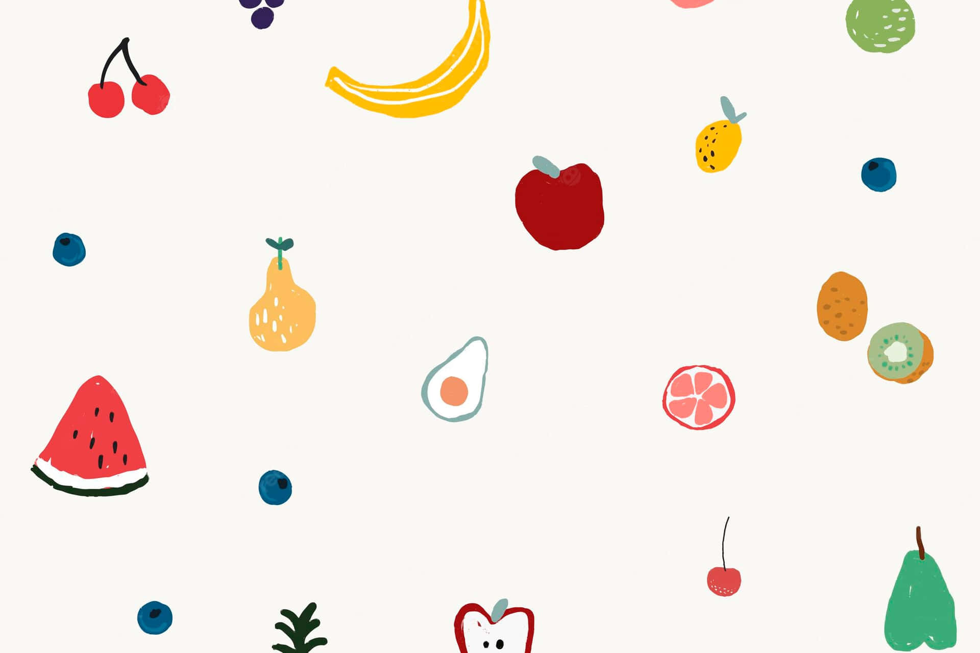 Colorful Fruit Pattern Illustration Wallpaper