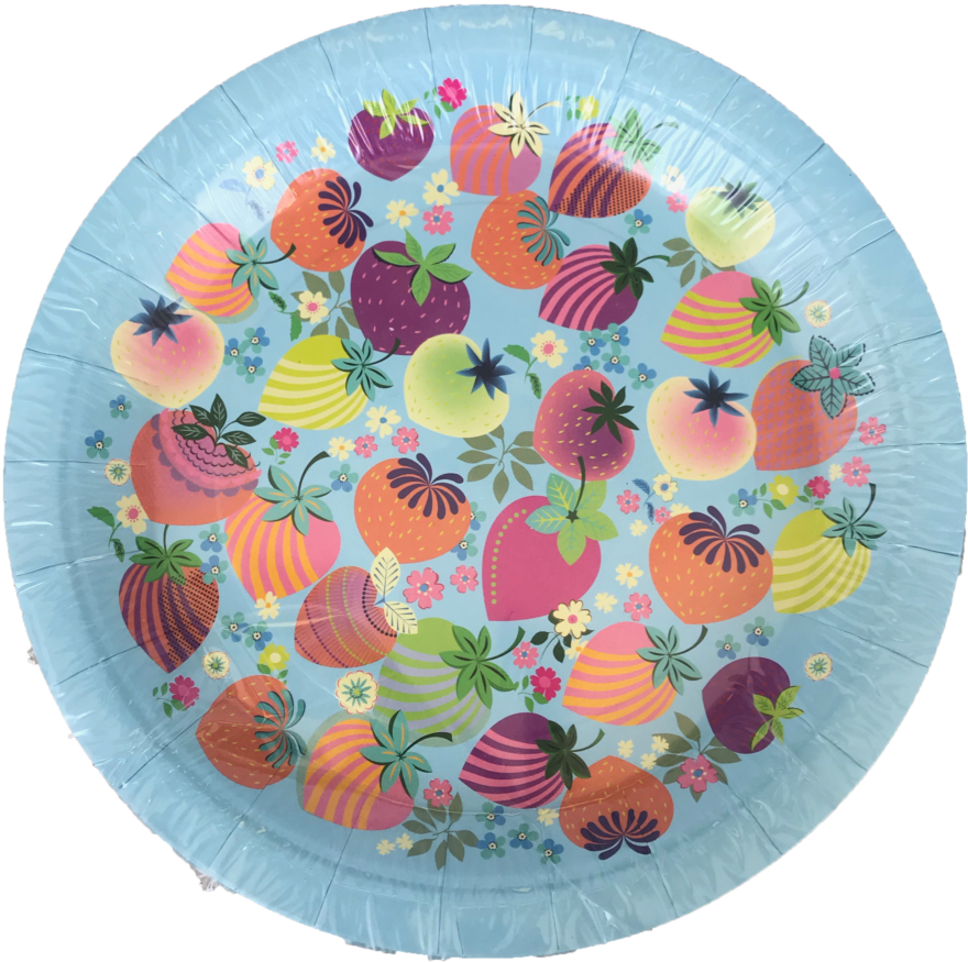 Colorful Fruit Pattern Paper Plate PNG