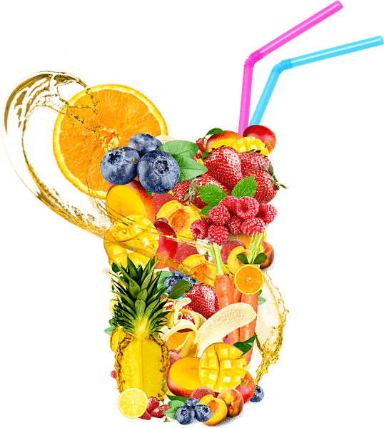 Colorful Fruit Splash Smoothie Art PNG