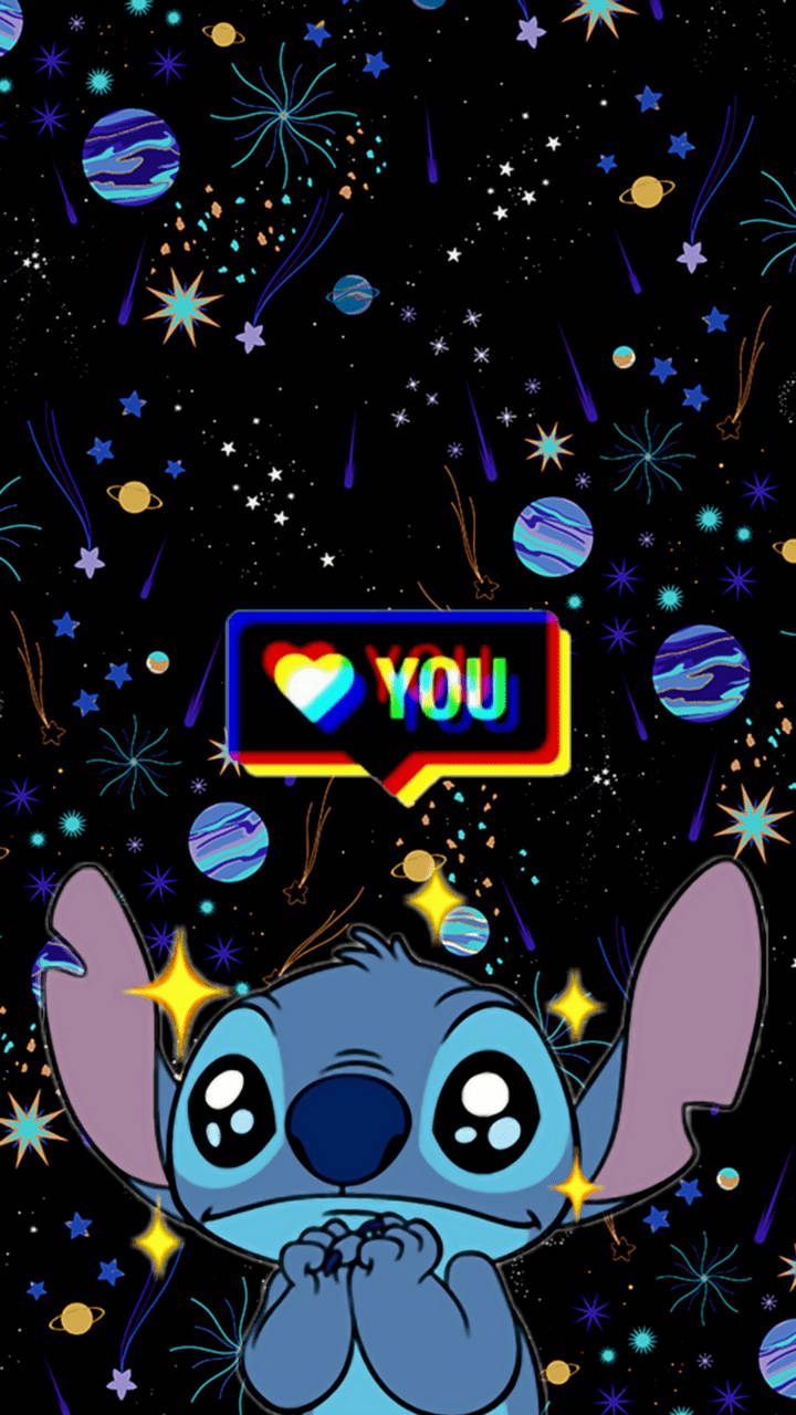 Colorful Galaxy Lilo And Stitch Iphone Picture