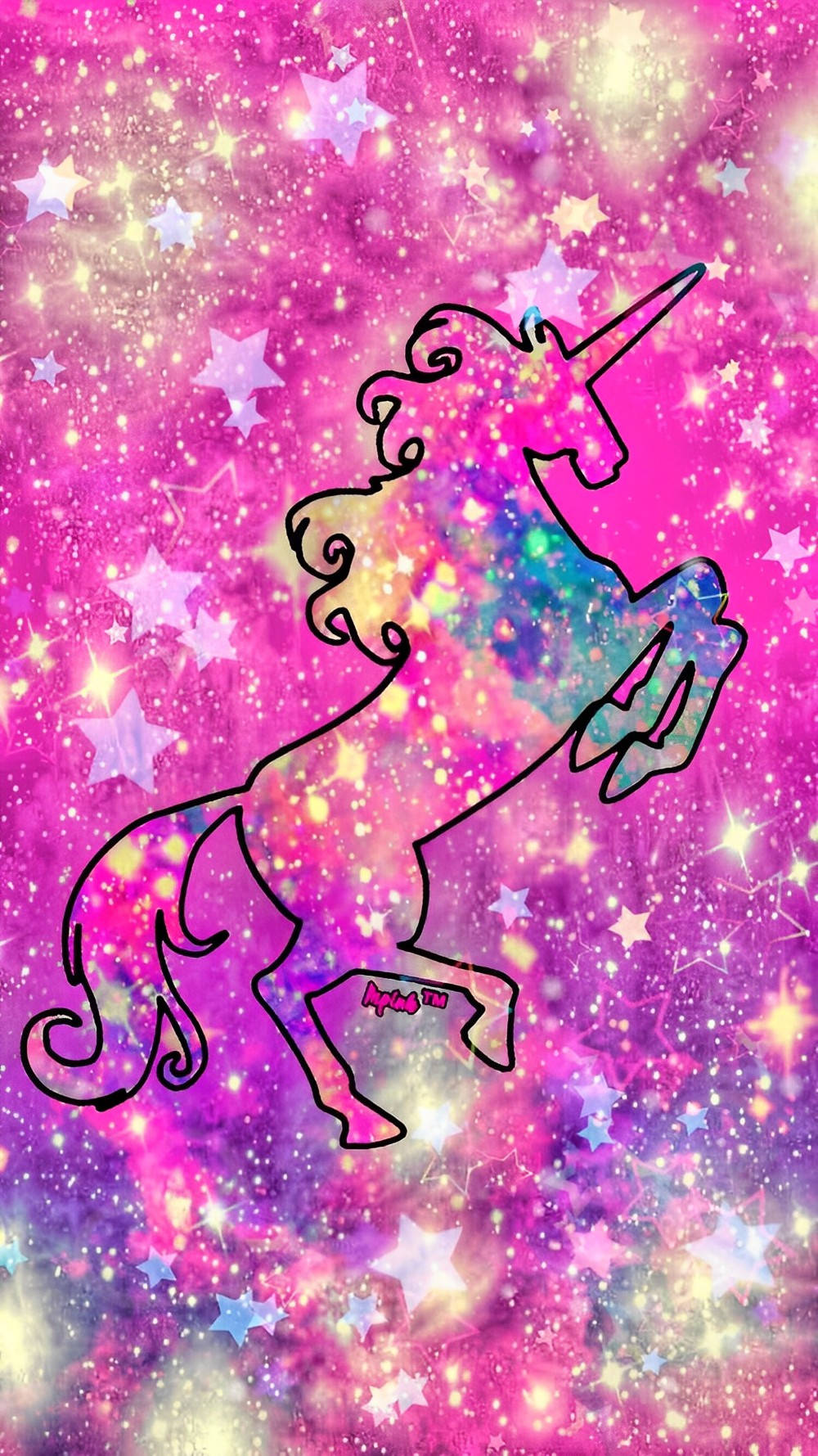 Colorful Galaxy Unicorn Line Art Background