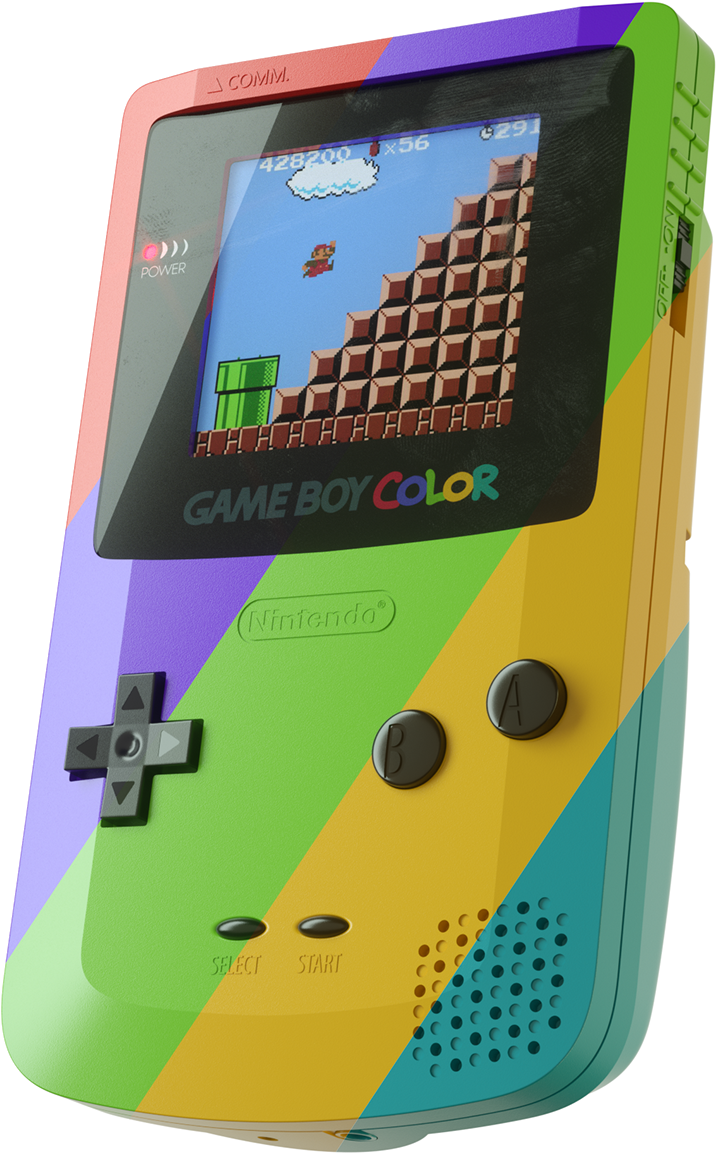 Colorful Game Boy Color Playing Mario PNG