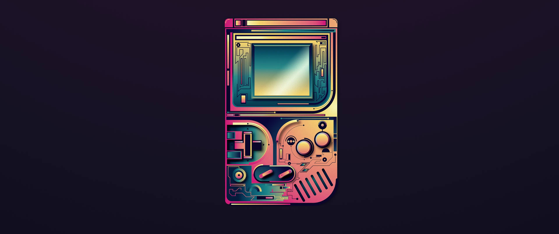 Gameboy Colorido Com Mecanismo Interno Visível. Papel de Parede