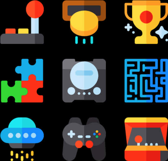 Colorful Game Icons Set PNG