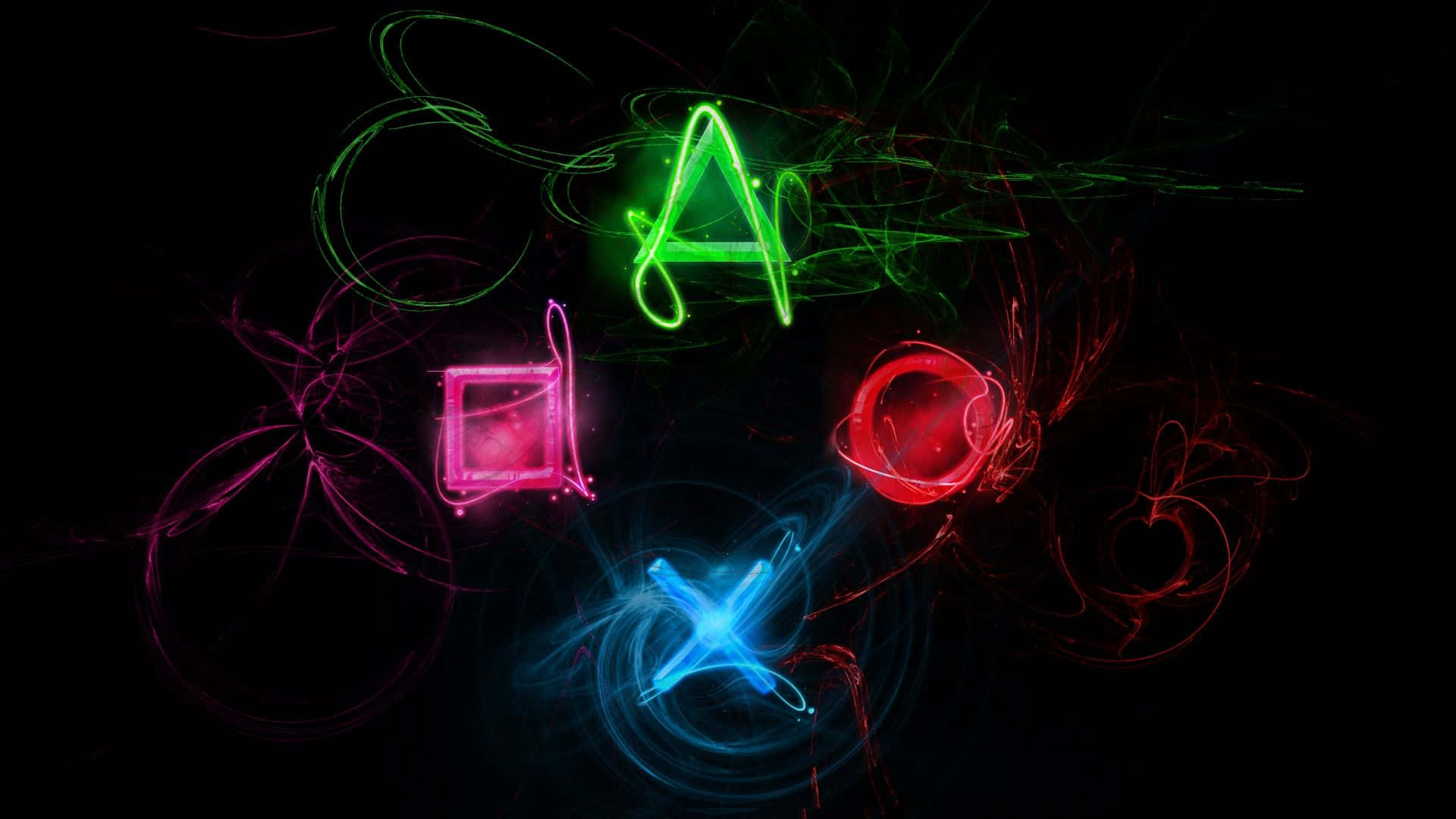 A Black Background With Colorful Smoke And A Playstation Logo Wallpaper