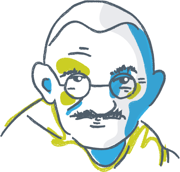 Colorful Gandhi Sketch PNG