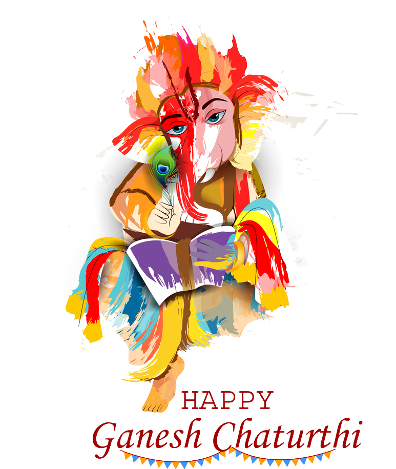 Colorful Ganesh Chaturthi Greeting PNG