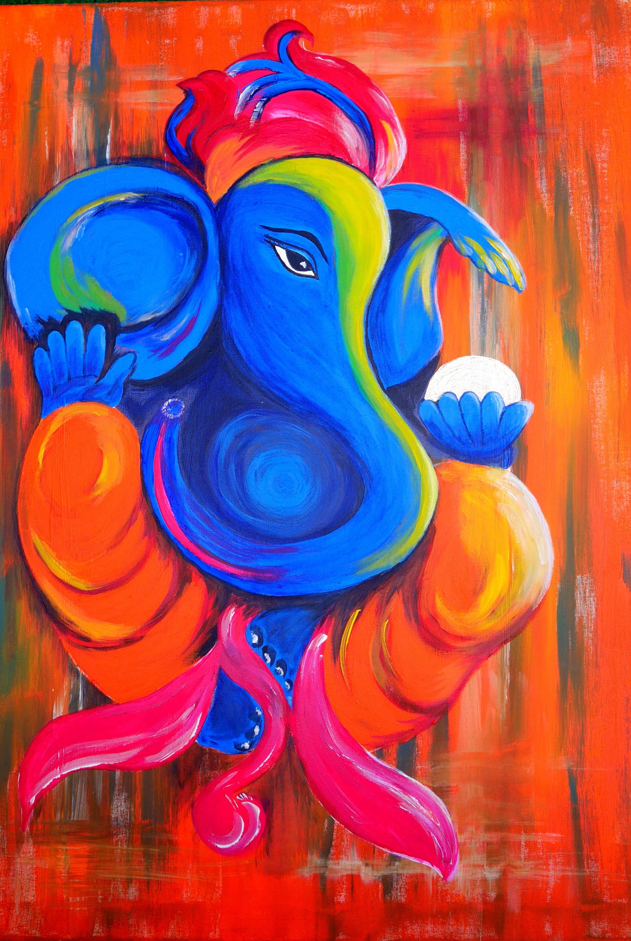 Farverig Ganesh Full HD Kunst Tapet Wallpaper