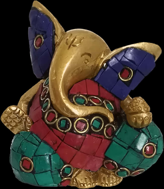 Colorful Ganesh Idol Decorative Art Piece PNG