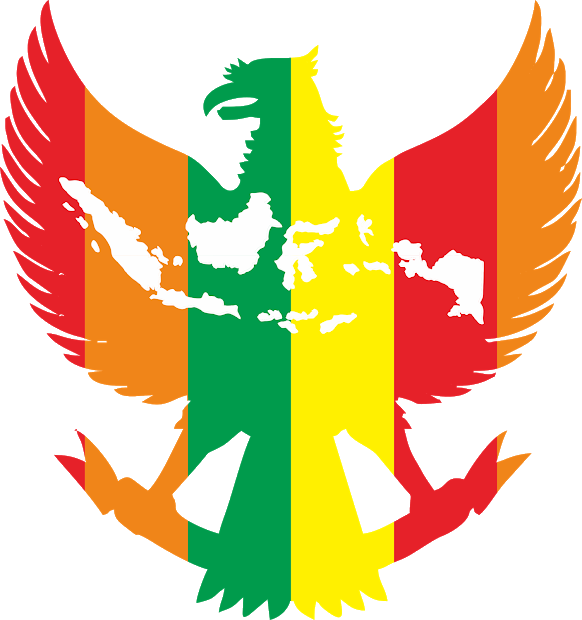 Colorful Garuda Silhouette Map Overlay PNG