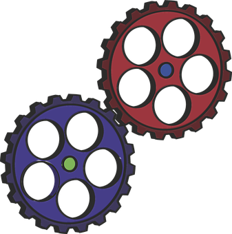 Colorful Gears Interlocking PNG