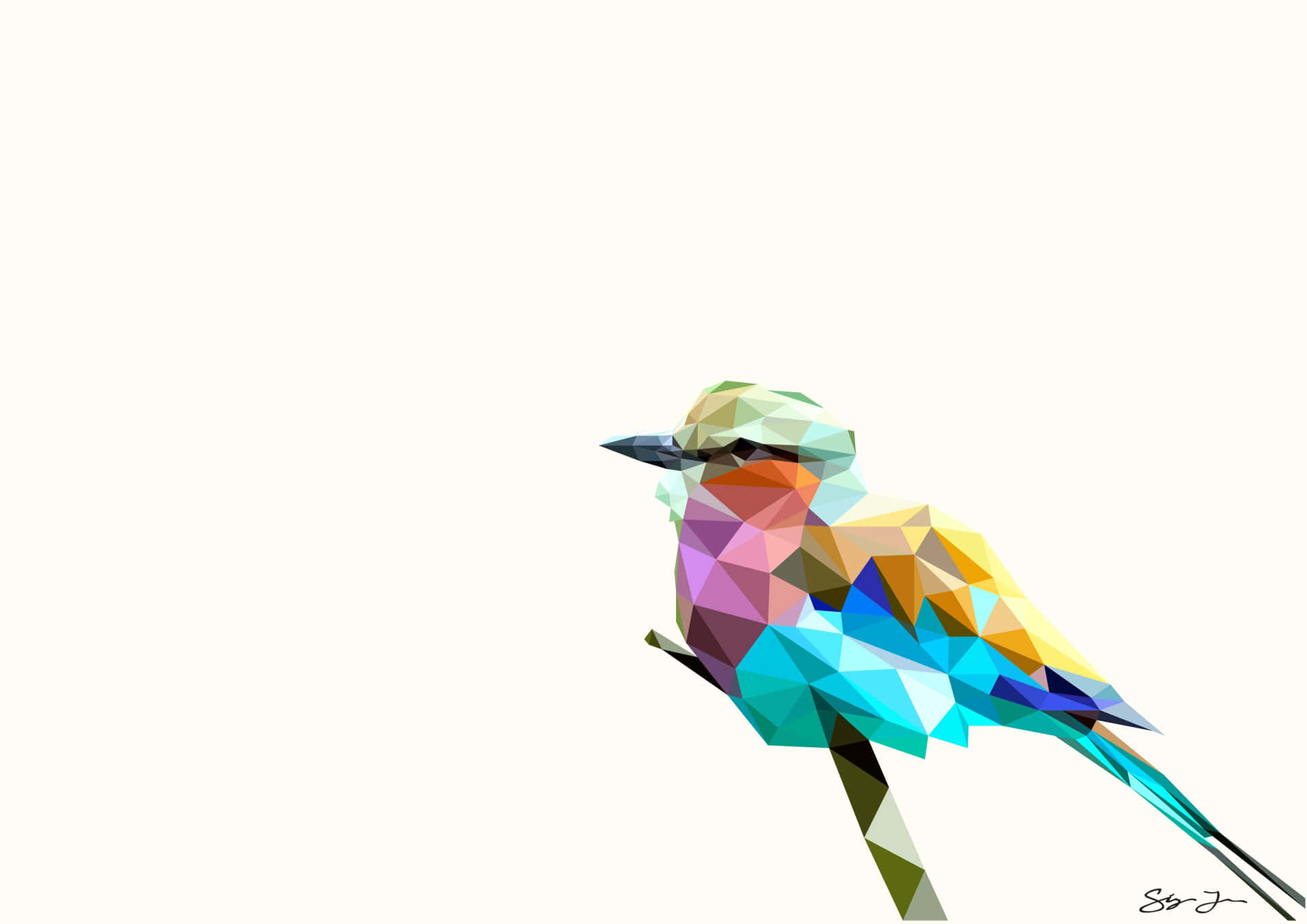 Colorful Geometric Bird Artwork Wallpaper