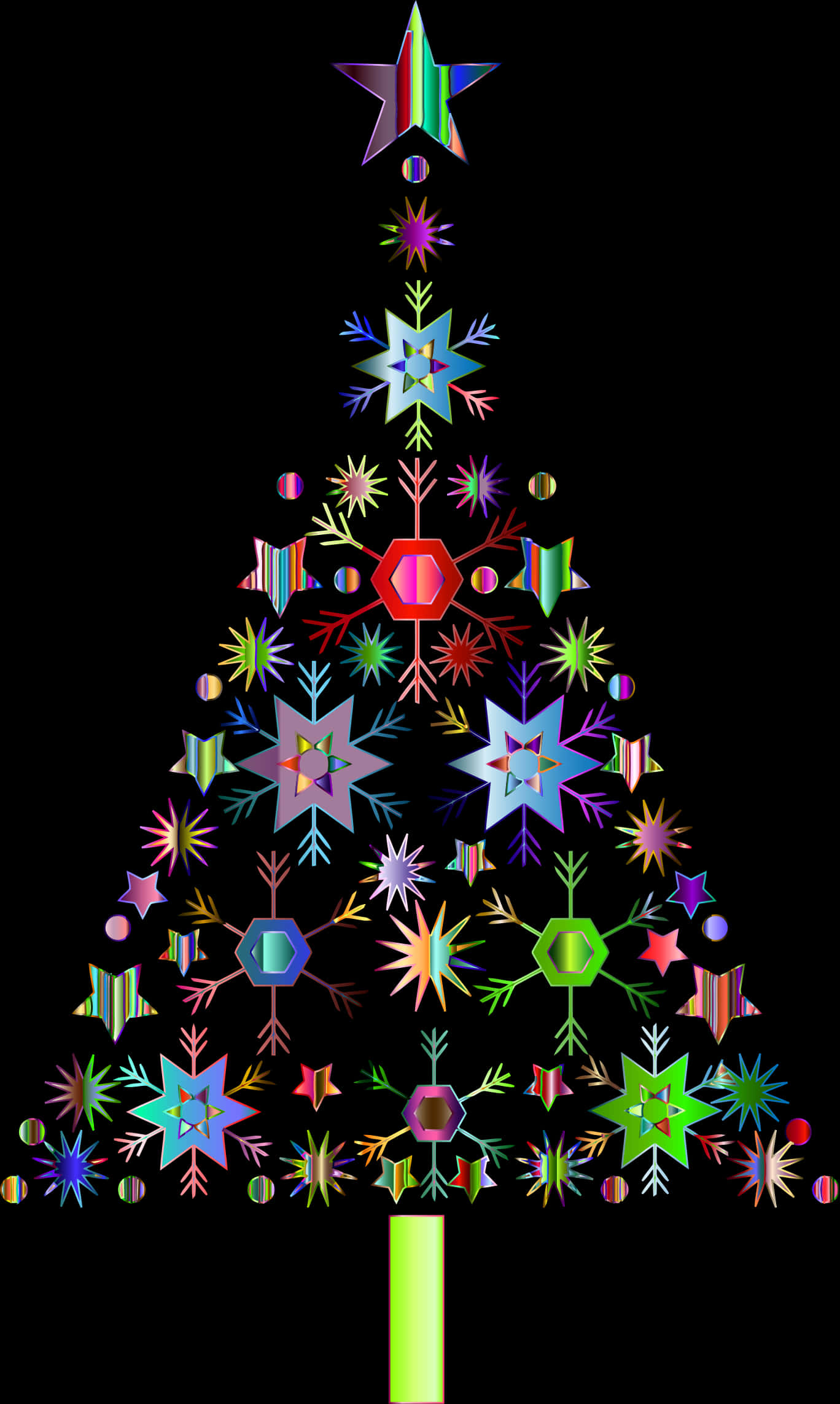 Colorful Geometric Christmas Tree PNG