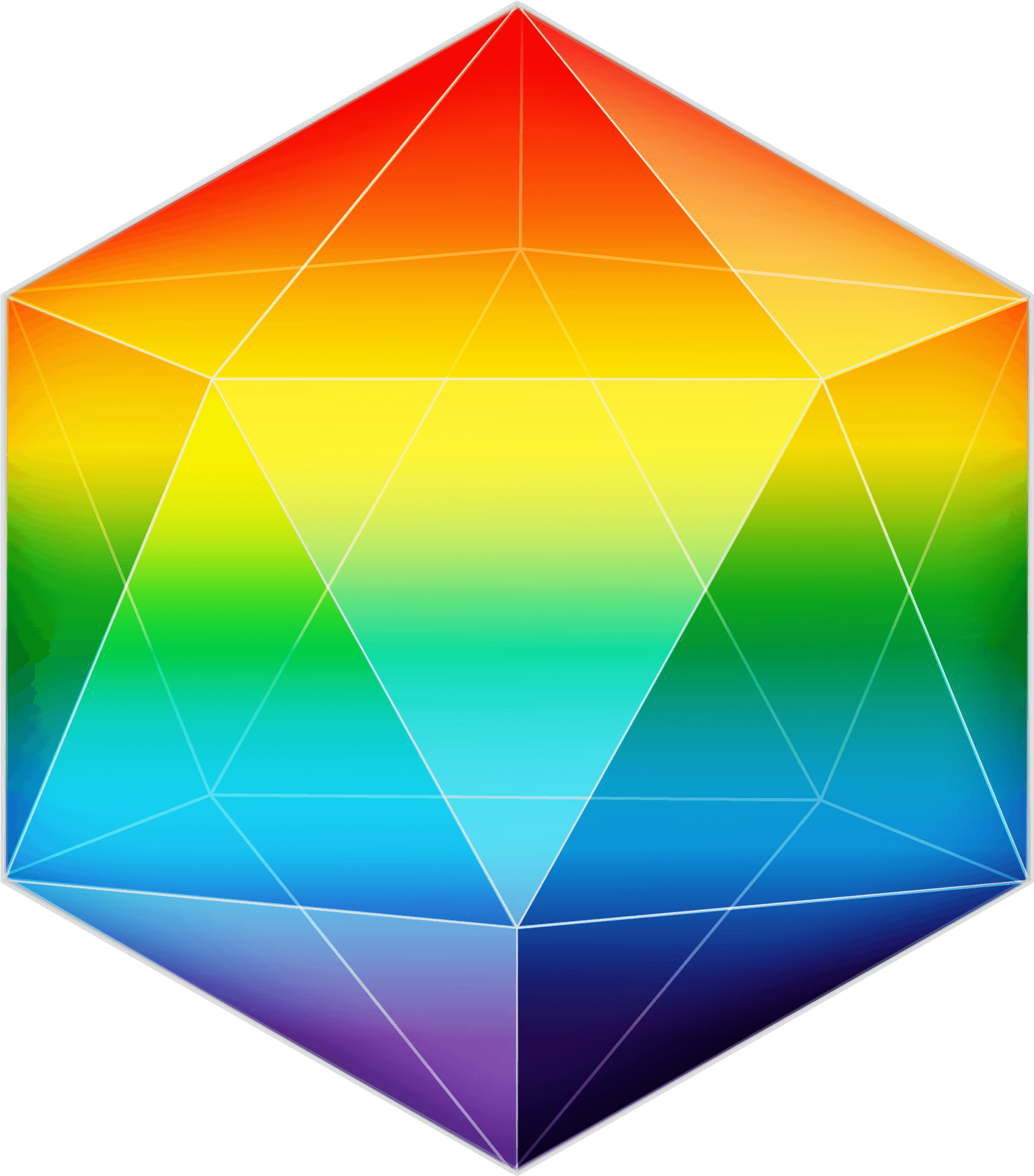 Colorful Geometric D20 Dice PNG