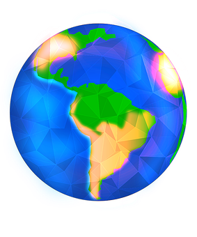 Colorful Geometric Earth Globe PNG