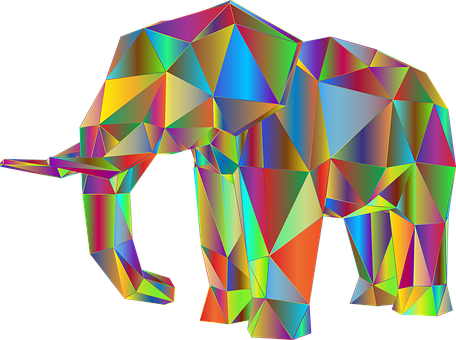Colorful Geometric Elephant Art PNG