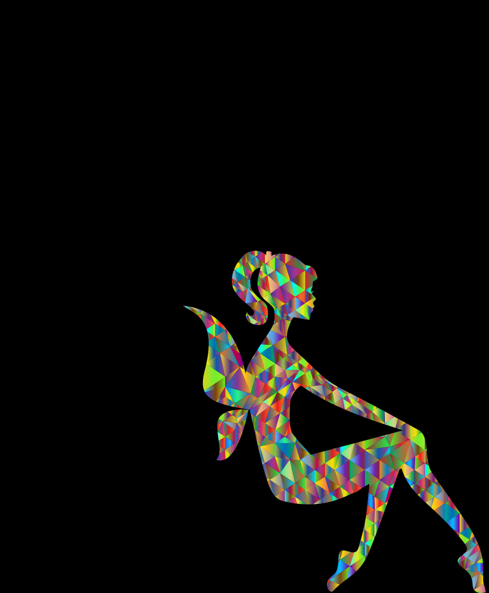 Colorful Geometric Fairy Silhouette PNG
