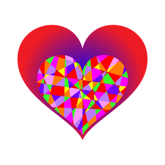 Colorful Geometric Heart Design PNG