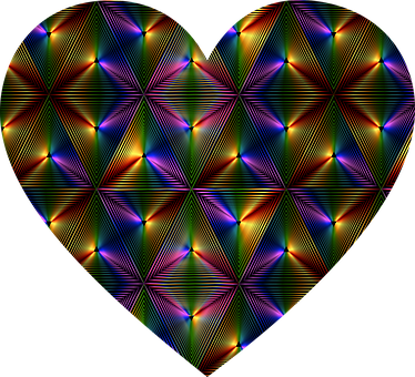 Colorful Geometric Heart Pattern PNG
